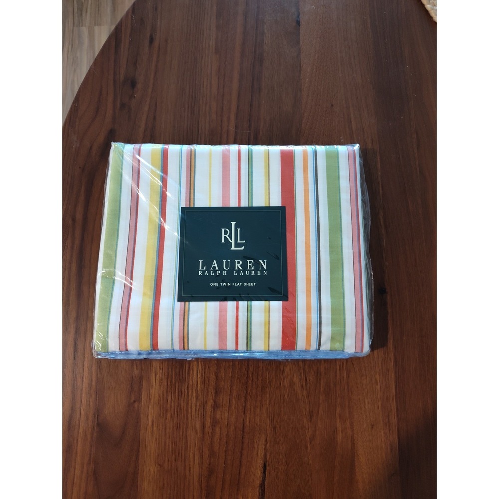Lauren Ralph Lauren Harbor View Twin Flat Sheet Multi Color Stripe 100% Cotton